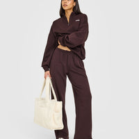 Mid Weight 1/4 Zip Sweatshirt | Plum Brown