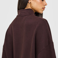 Mid Weight 1/4 Zip Sweatshirt | Plum Brown