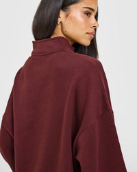 Mid Weight 1/4 Zip Sweatshirt | Rosewood