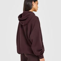 Mid Weight Relaxed Hoodie | Plum Brown