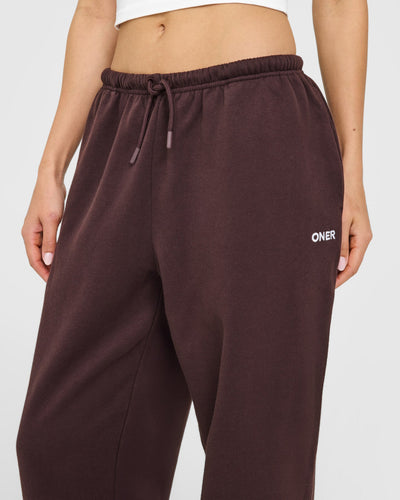 Mid Weight Relaxed Joggers | Plum Brown