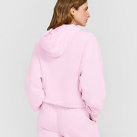 Mid Weight Relaxed Zip Through Hoodie | Chalk Pink
