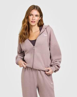 Mid Weight Relaxed Zip Up Hoodie Dusty Purple | Oner Active US
