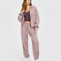 Mid Weight Relaxed Zip Through Hoodie | Dusty Purple