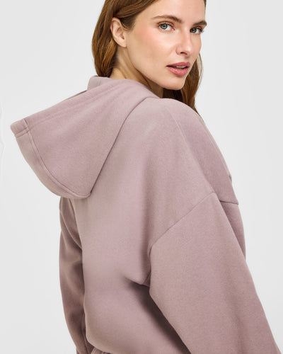 Mid Weight Relaxed Zip Through Hoodie | Dusty Purple
