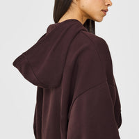 Mid Weight Relaxed Zip Through Hoodie | Plum Brown