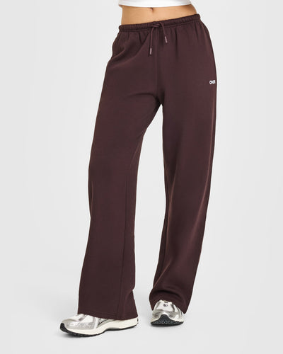 Mid Weight Relaxed Straight Leg Joggers | Plum Brown