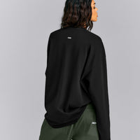 Oversized Cotton Long Sleeve Top | Black