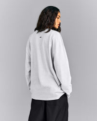 Oversized Cotton Long Sleeve Top | Light Gray Marl