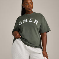 Oversized Oner Girlfriend Washed T-Shirt | Washed Dark Khaki