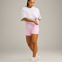 Oversized Oner Girlfriend Washed T-Shirt | Light Gray Marl/Chalk Pink