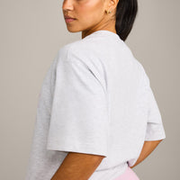 Oversized Oner Girlfriend Washed T-Shirt | Light Gray Marl/Chalk Pink