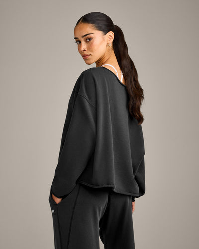 Raw Cut Lounge Off-The-Shoulder Sweatshirt | Washed Black
