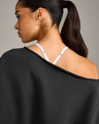 Raw Cut Lounge Off-The-Shoulder Sweatshirt | Washed Black