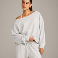 Raw Cut Lounge Off-The-Shoulder Sweatshirt | Light Gray Marl