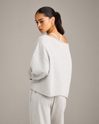 Raw Cut Lounge Off-The-Shoulder Sweatshirt | Light Gray Marl