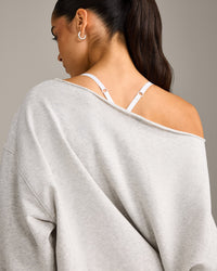 Raw Cut Lounge Off-The-Shoulder Sweatshirt | Light Gray Marl