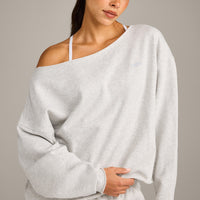 Raw Cut Lounge Off-The-Shoulder Sweatshirt | Light Gray Marl