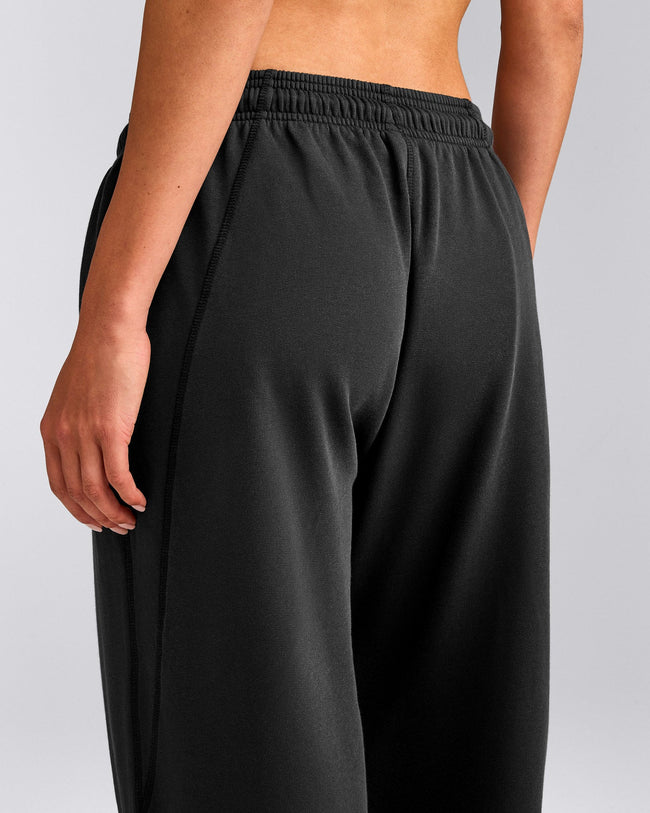 Cotton Vintage Lounge Wide Leg Sweatpants | Washed Black