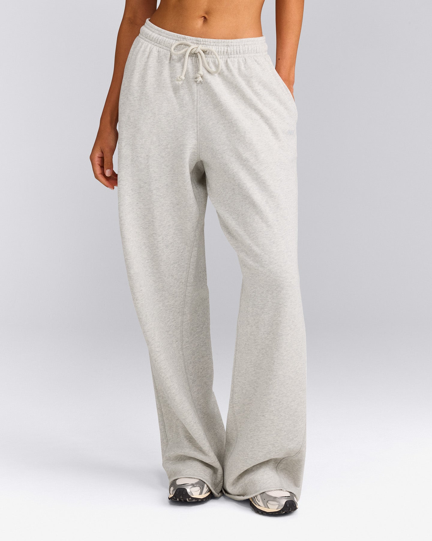 Cotton Vintage Lounge Wide Leg Sweatpants | Light Gray Marl