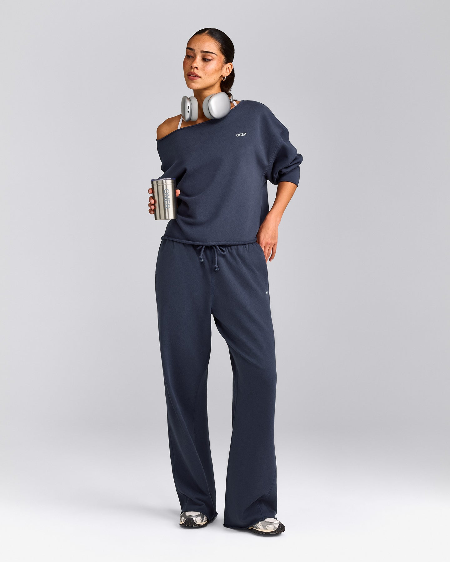 Cotton Vintage Lounge Wide Leg Sweatpants | Washed True Blue