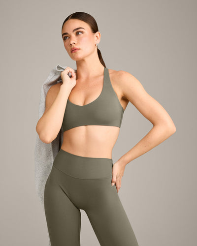 SoftMotion™ Bralette with Gray Logo | Alpine Green