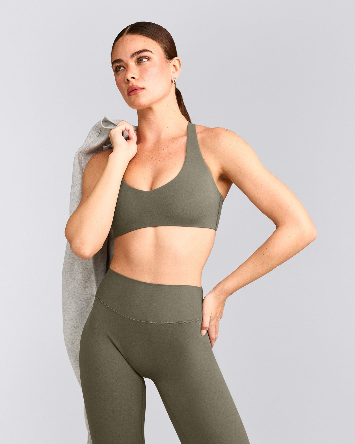 SoftMotion™ Bralette with Gray Logo | Alpine Green