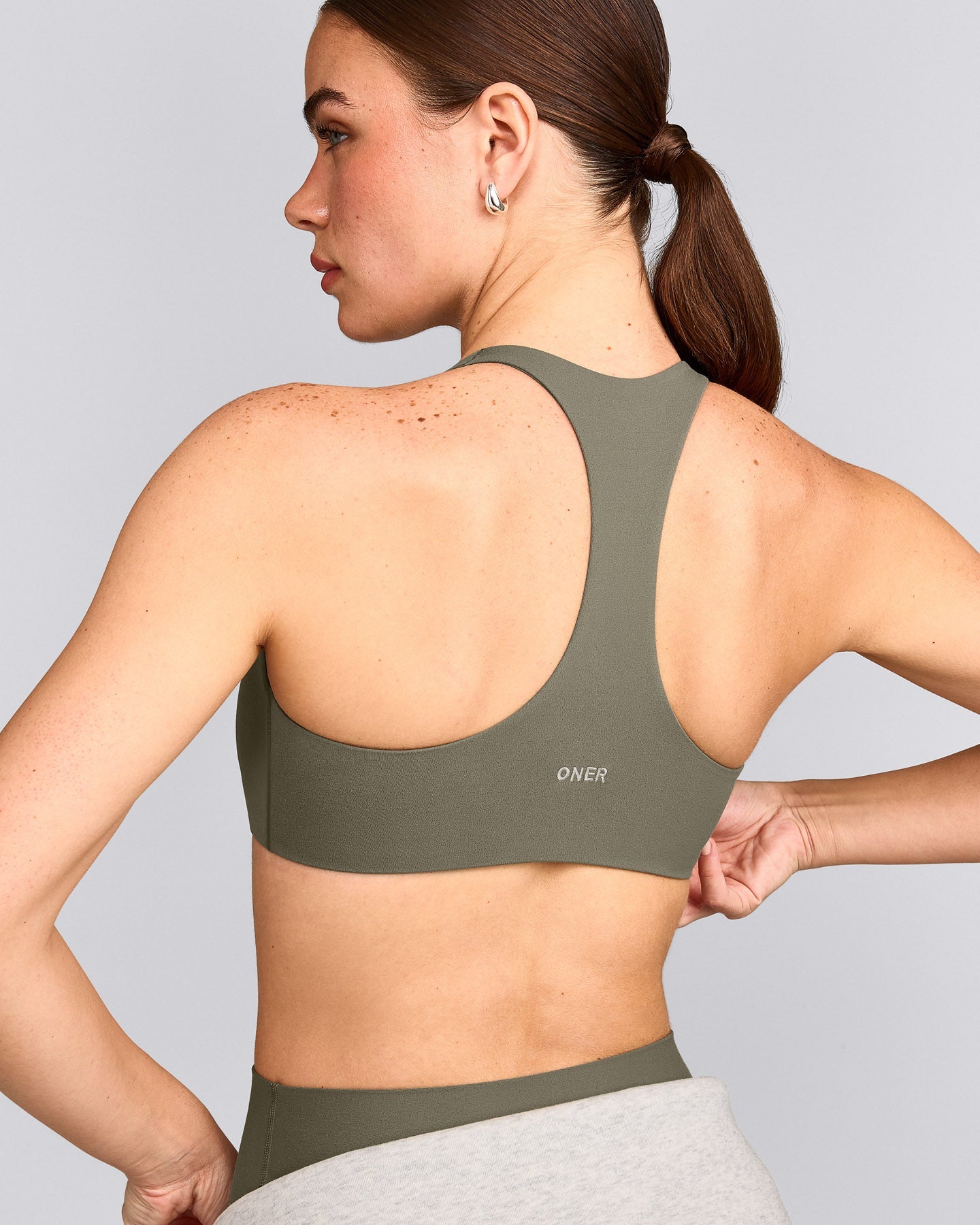 SoftMotion™ Bralette with Gray Logo | Alpine Green