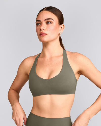 SoftMotion™ Bralette with Gray Logo | Alpine Green