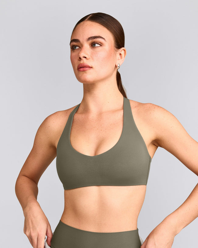 SoftMotion™ Bralette with Gray Logo | Alpine Green