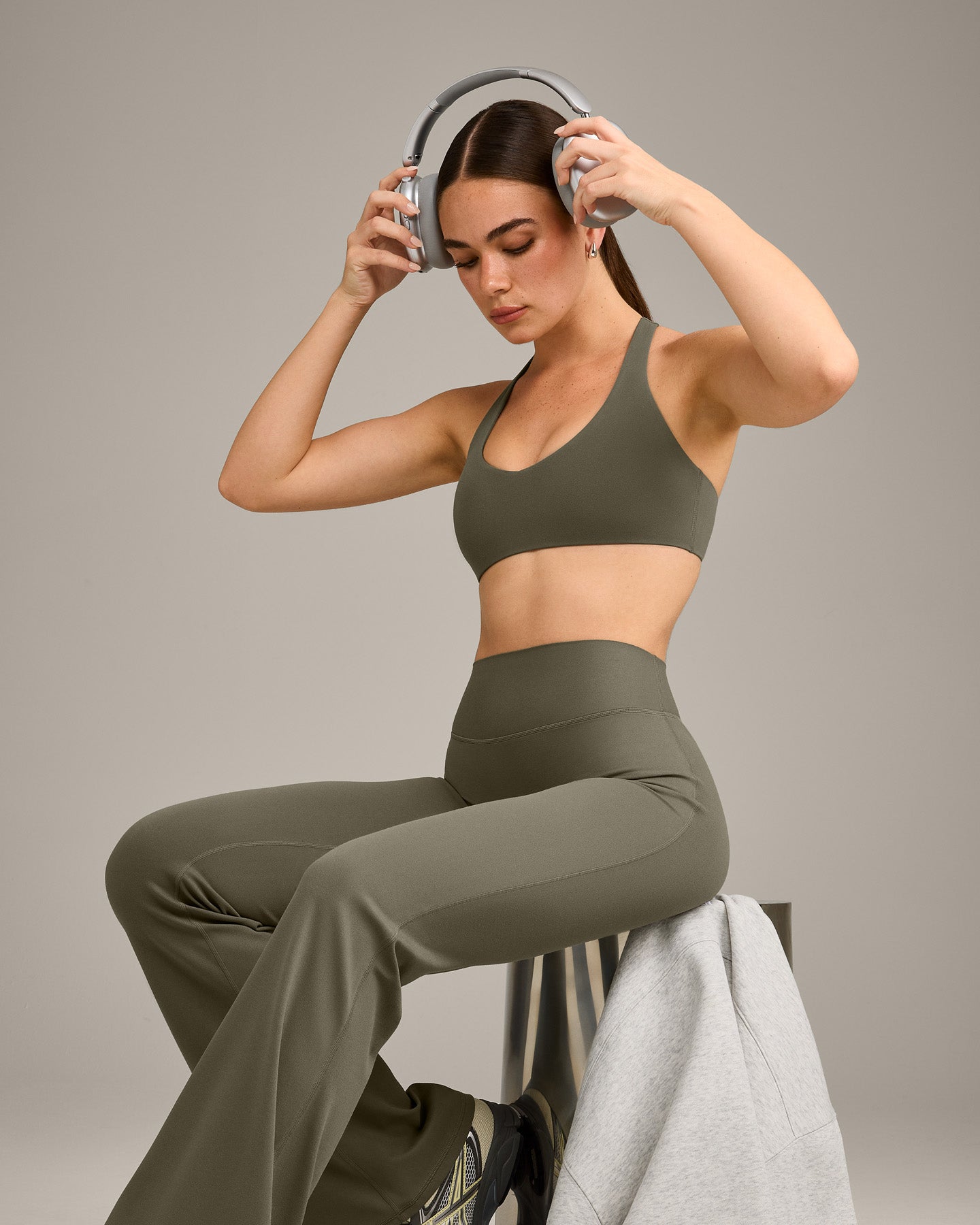 SoftMotion™ Bralette with Gray Logo | Alpine Green