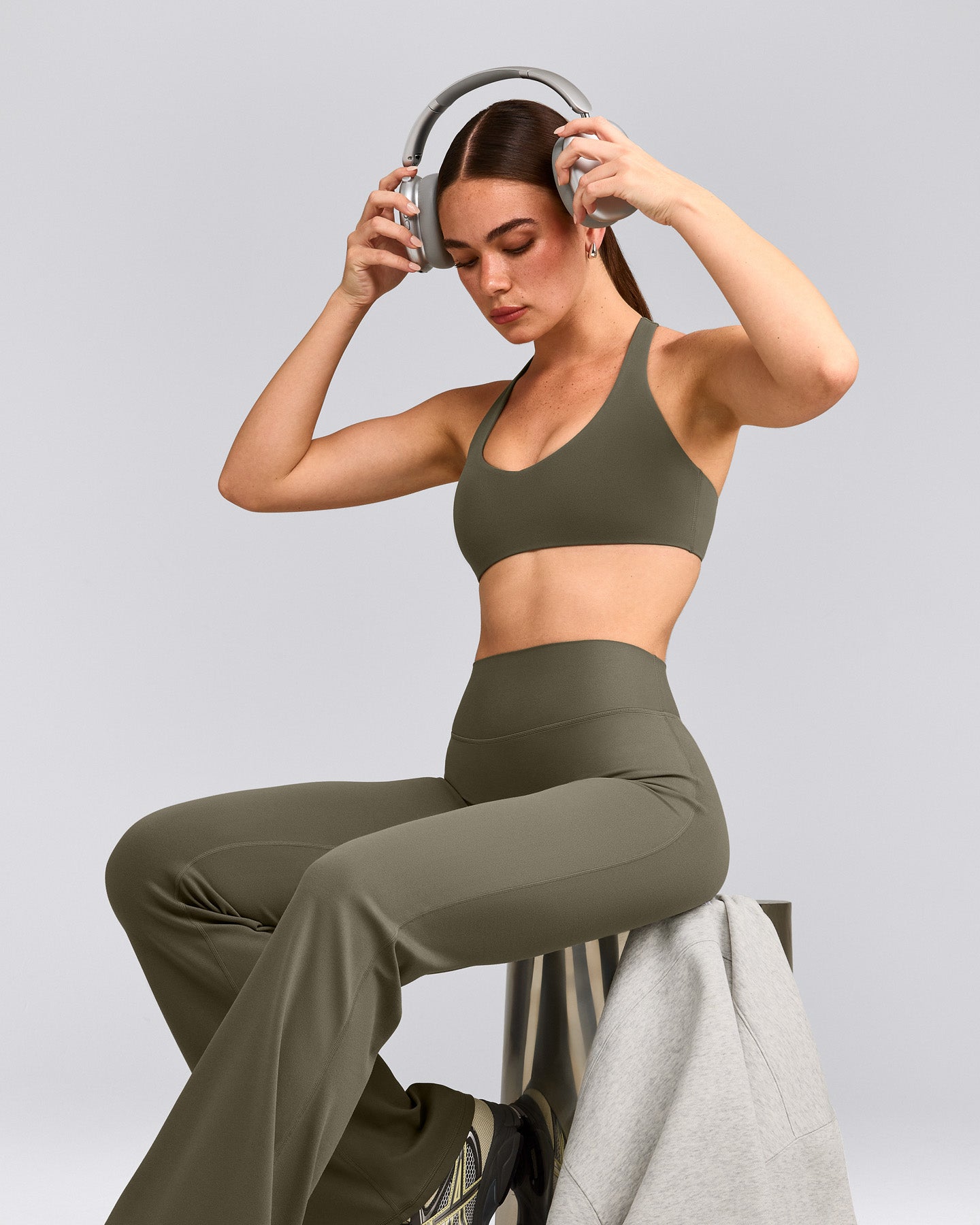 SoftMotion™ Bralette with Gray Logo | Alpine Green