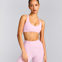 SoftMotion™ Bralette with Gray Logo | Chalk Pink