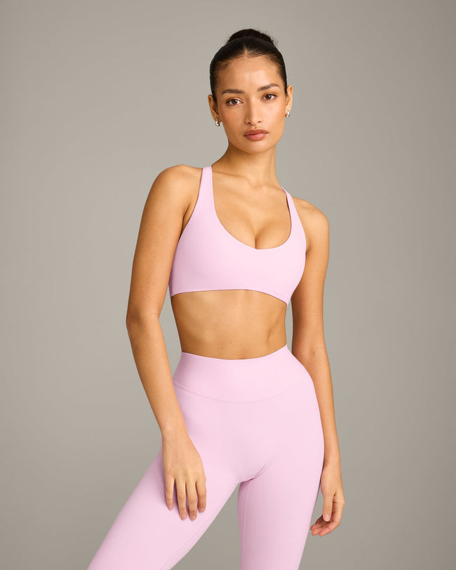 SoftMotion™ Bralette with Gray Logo | Chalk Pink