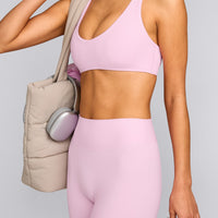 SoftMotion™ Bralette with Gray Logo | Chalk Pink