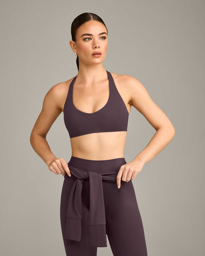 SoftMotion™ Bralette with Gray Logo | Dark Umber Brown