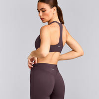 SoftMotion™ Bralette with Gray Logo | Dark Umber Brown