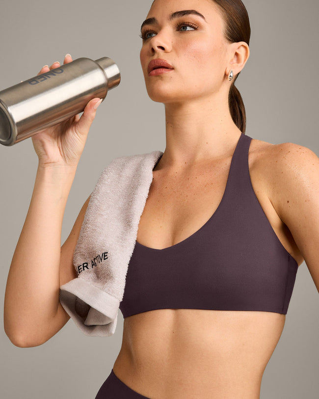 SoftMotion™ Bralette with Gray Logo | Dark Umber Brown