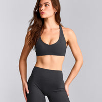 SoftMotion™ Bralette with Gray Logo | Coal