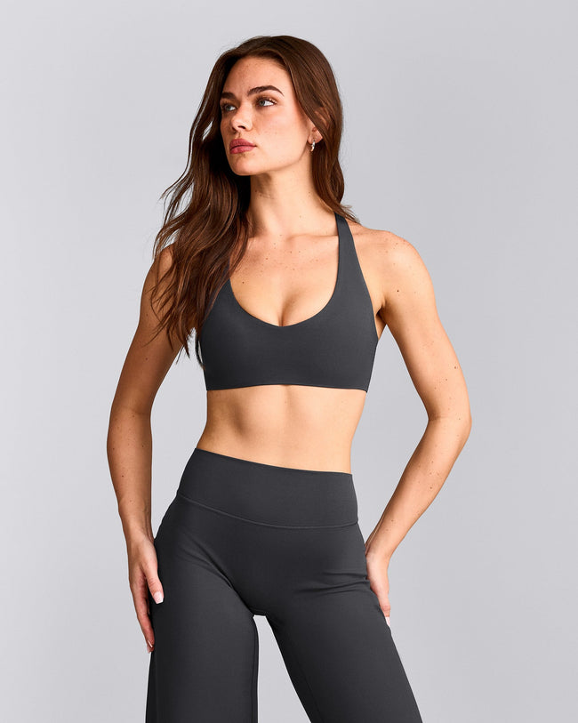 SoftMotion™ Bralette with Gray Logo | Coal