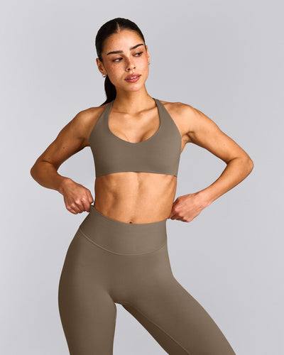 SoftMotion™ Bralette with Gray Logo | Moss Brown