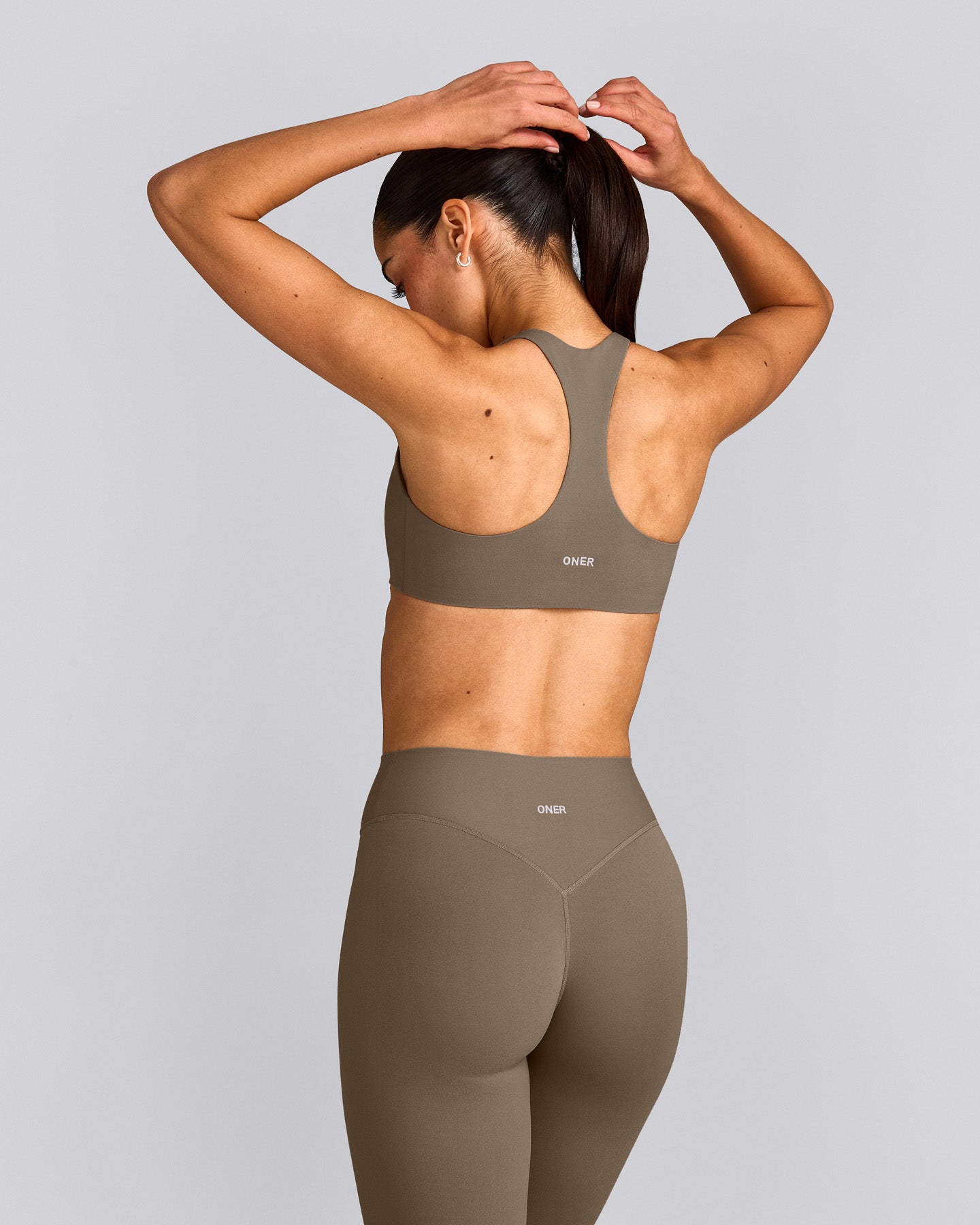 SoftMotion™ Bralette with Gray Logo | Moss Brown
