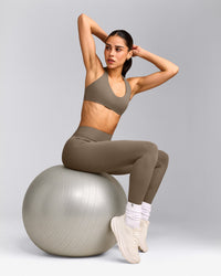 SoftMotion™ Bralette with Gray Logo | Moss Brown