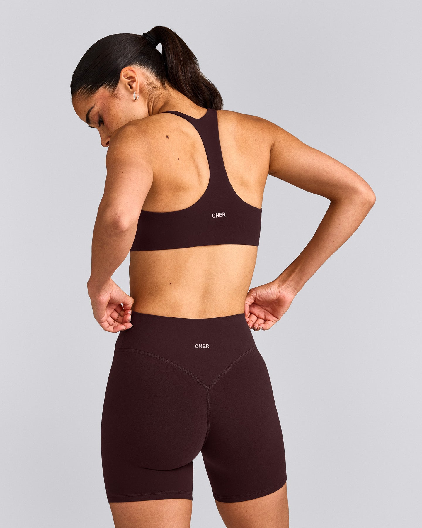 SoftMotion™ Bralette with Gray Logo | Plum Brown