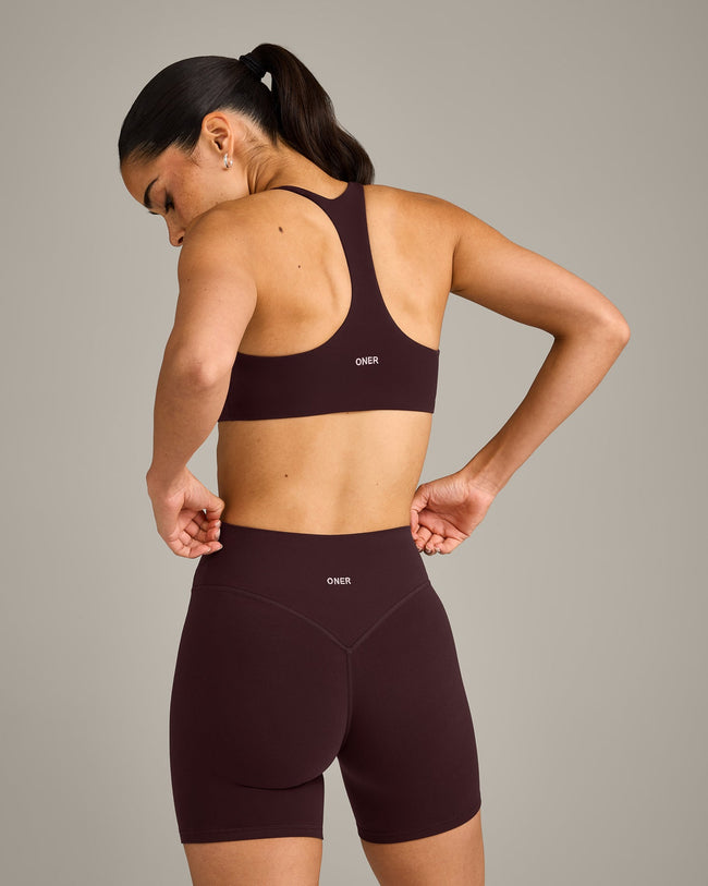 SoftMotion™ Bralette with Gray Logo | Plum Brown