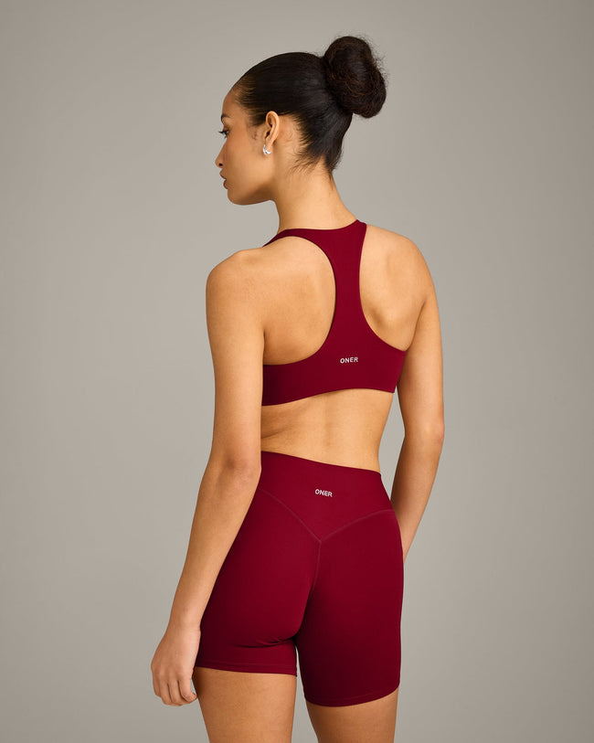 SoftMotion™ Bralette with Gray Logo | Ruby Red