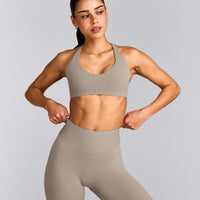 SoftMotion™ Bralette with White Logo | Warm Sand