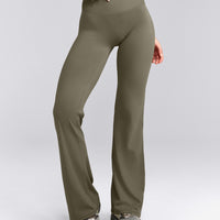 SoftMotion™ Flared Pants with Gray Logo | Alpine Green