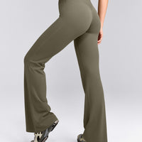 SoftMotion™ Flared Pants with Gray Logo | Alpine Green