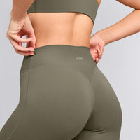 SoftMotion™ Flared Pants with Gray Logo | Alpine Green